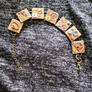 Steampunk Gear Bracelet in Copper With Gold Accents